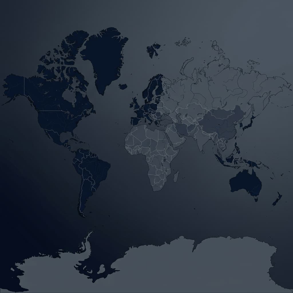 Mapa múndi de rotas logísticas